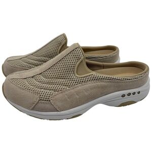 Easy Spirit 8W Traveltime Mules Slip On Shoes Tan Mesh Suede Women's Size